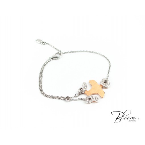 Children's Bracelet Baby girl  18K  White and Rose Gold  and  Diamonds  Bloom Jewellery